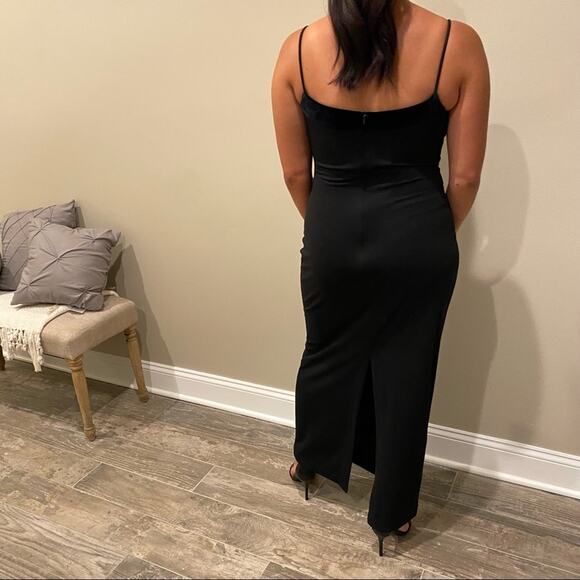 Rampage Full Length Dress Black Velvet Sheer Striped Formal Gown Size 4 - Picture 14 of 15